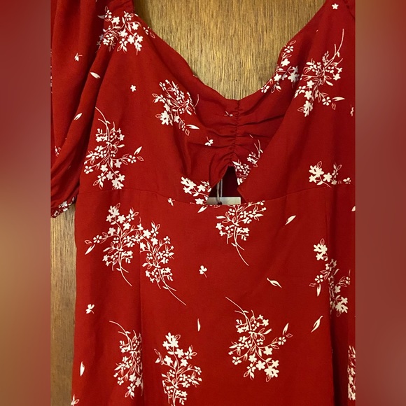 NWT- Rihoas- Tie Cutout Floral Midi Dress- Size XL - Picture 8 of 11